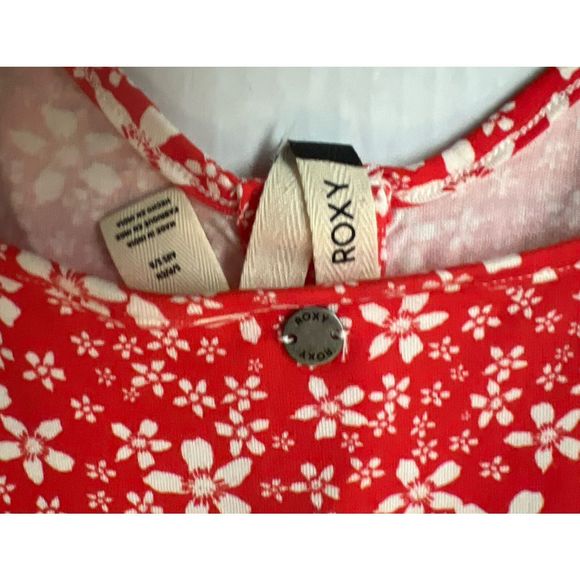 Roxy Women Sz Small Seaside State Strappy Dress Poppy Red Floral - Picture 6 of 10